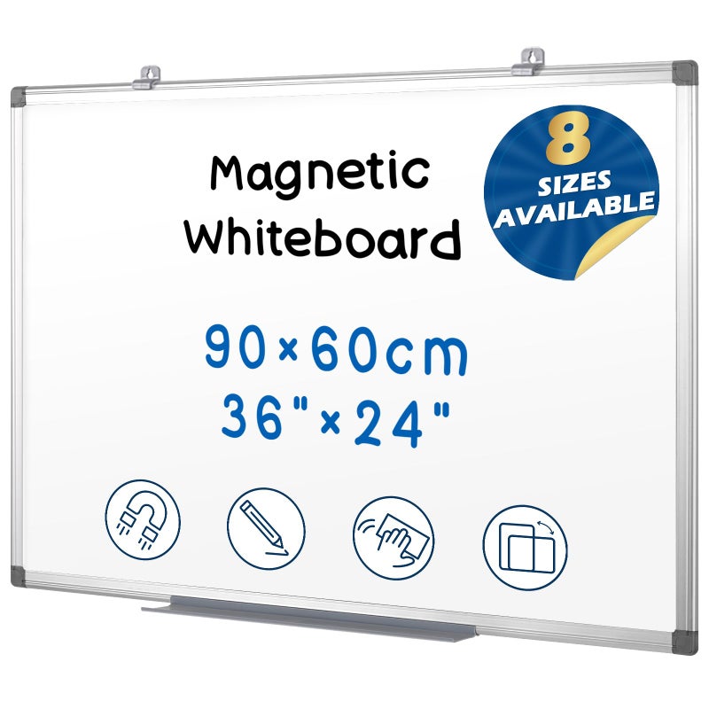 S SWANCROWN Magnetic Whiteboard 36x24 Inches Hanging Dry Erase Board, Large White Board for Wall, Planning, Displaying for Home, Office and School 2'x3' - Image 1
